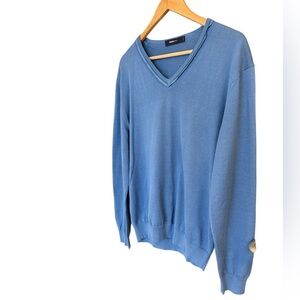 Zegna Sport L V-Neck Blue on GUC cotton with lined collar. Very good cond